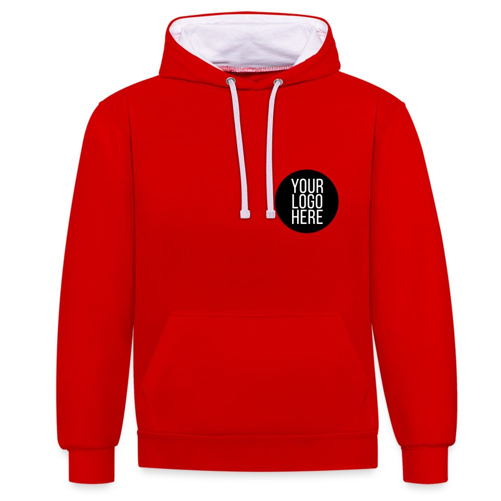 Contrast Colour Hoodie - red/white