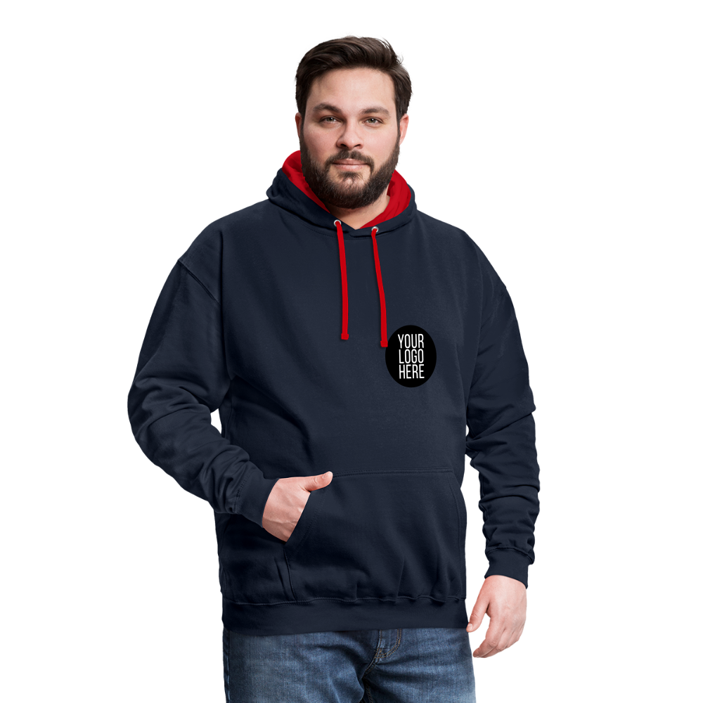 Contrast Colour Hoodie - navy/red