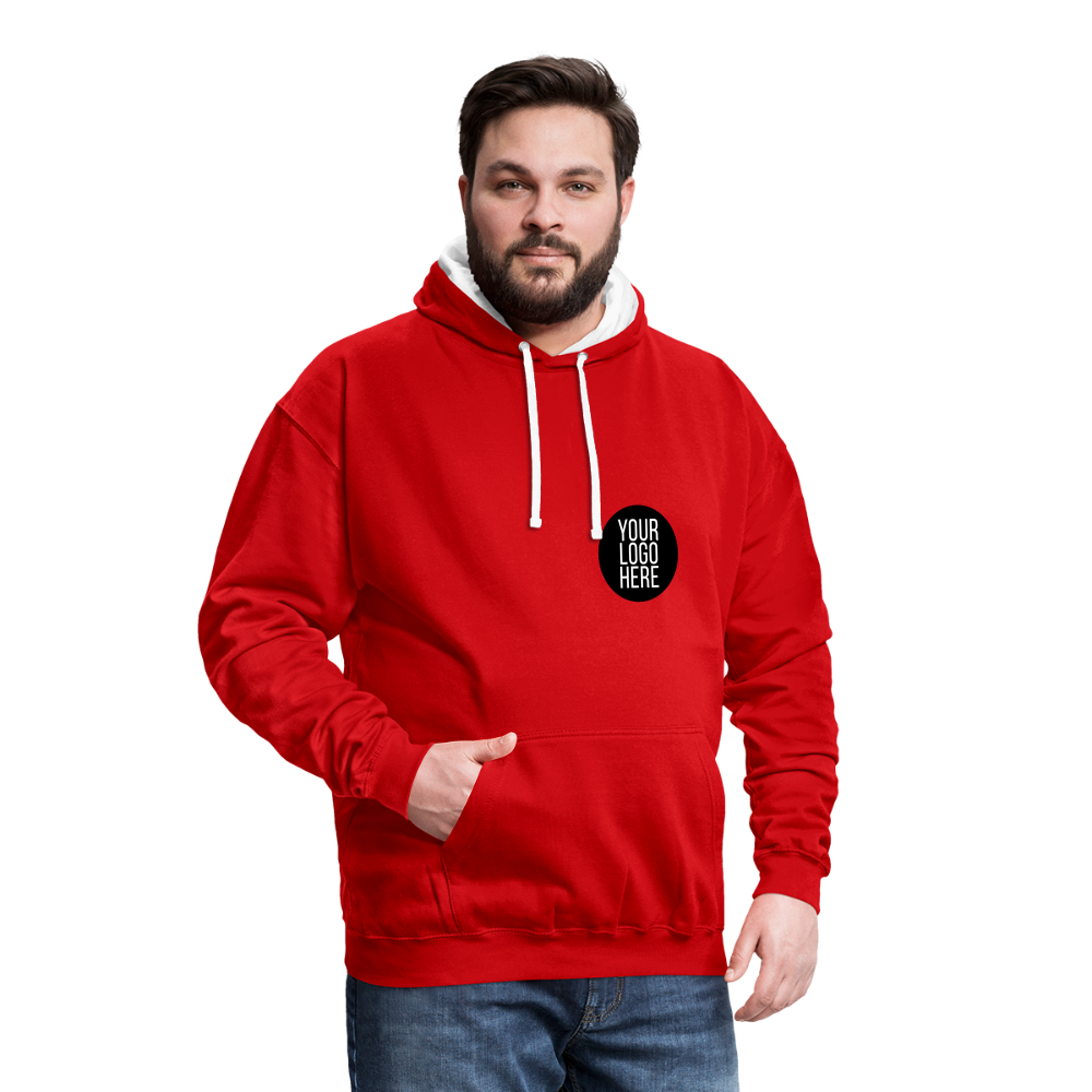 Contrast Colour Hoodie - red/white