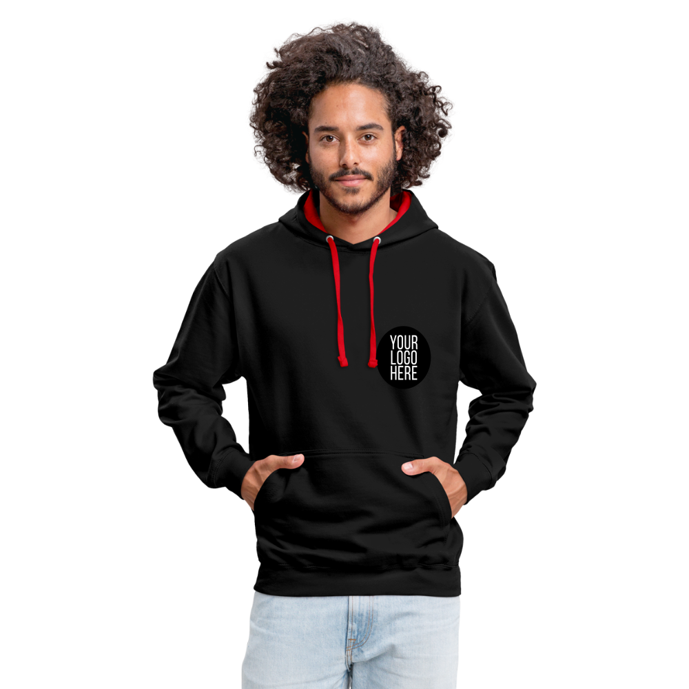 Contrast Colour Hoodie - black/red