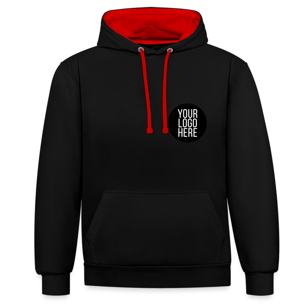 Contrast Colour Hoodie - black/red