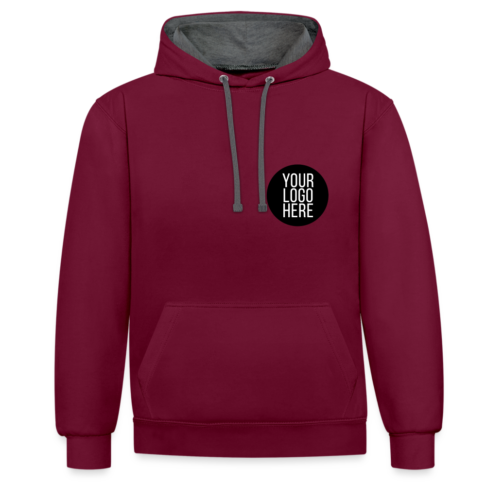 Contrast Colour Hoodie - burgundy/charcoal