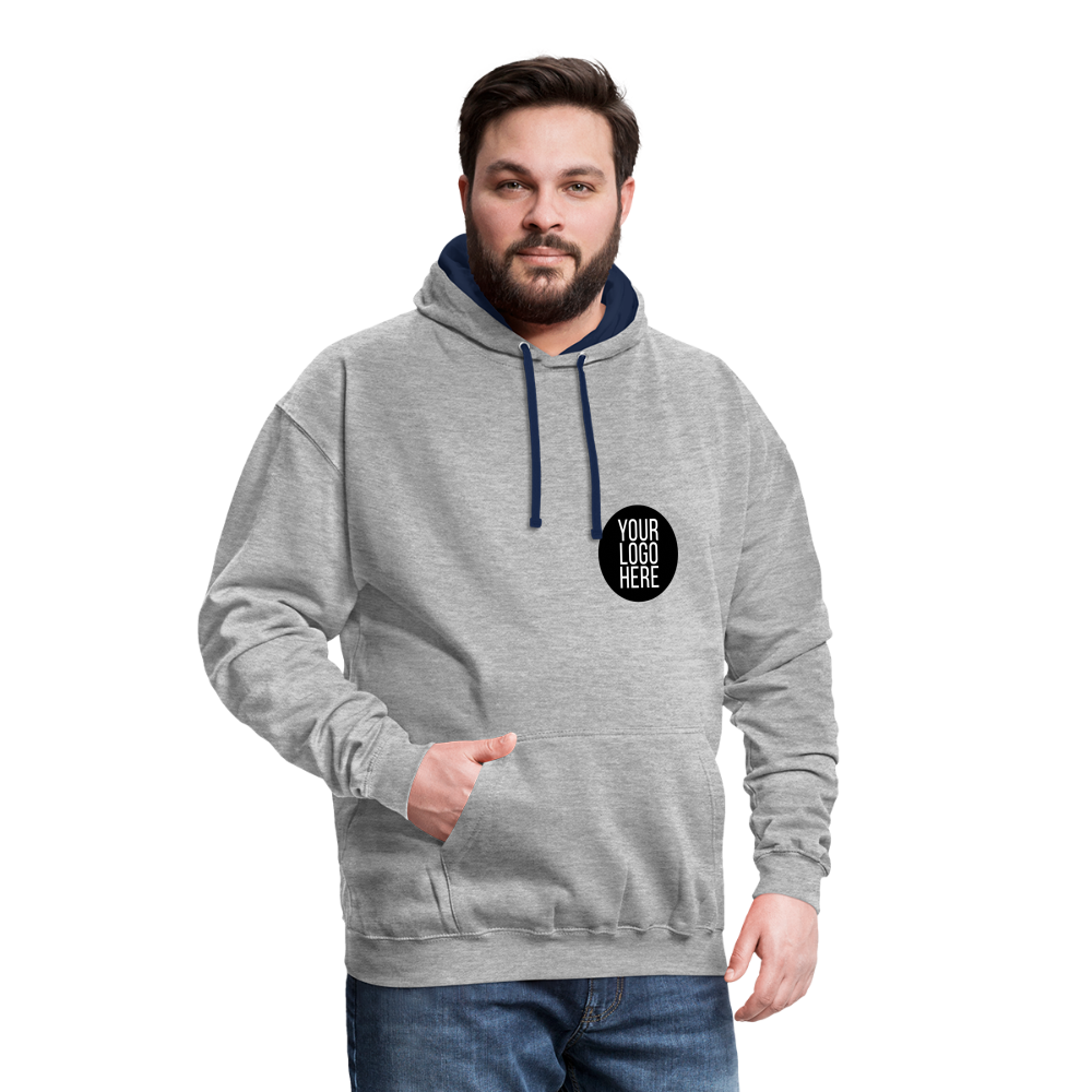 Contrast Colour Hoodie - heather grey/navy