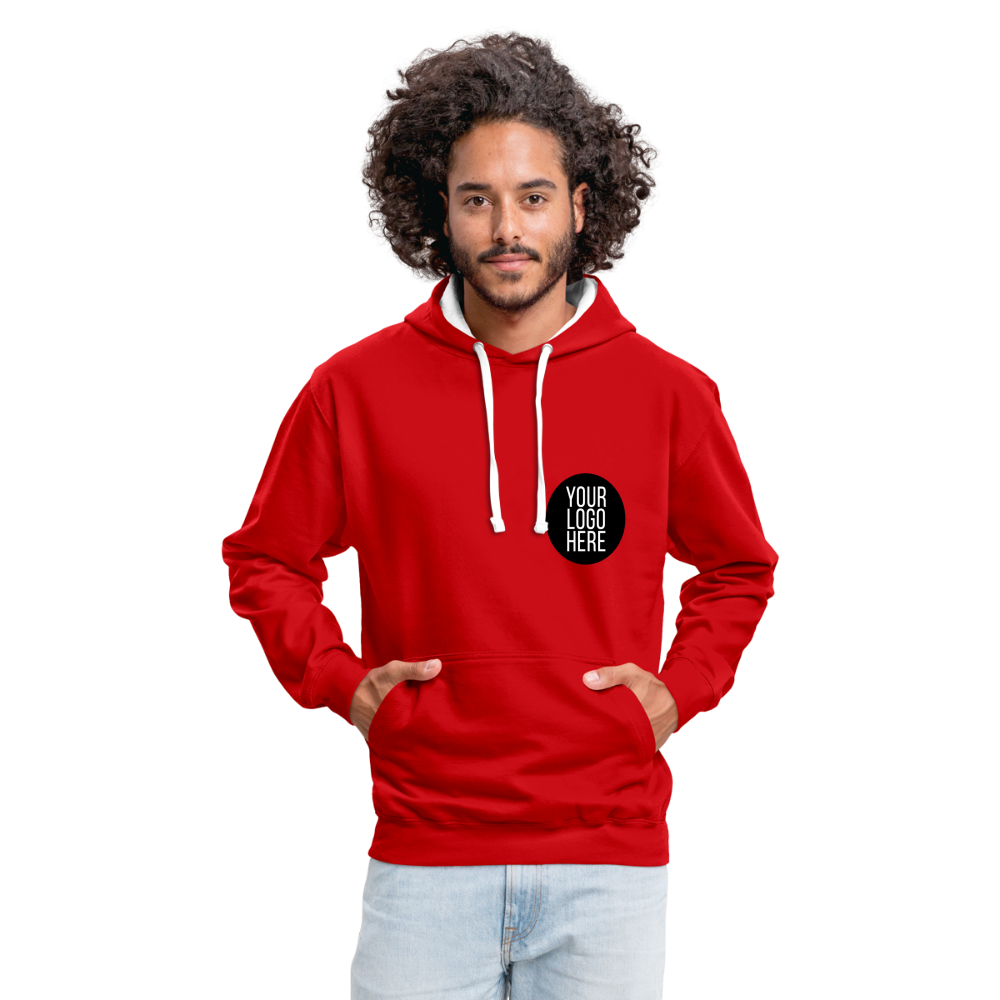 Contrast Colour Hoodie - red/white