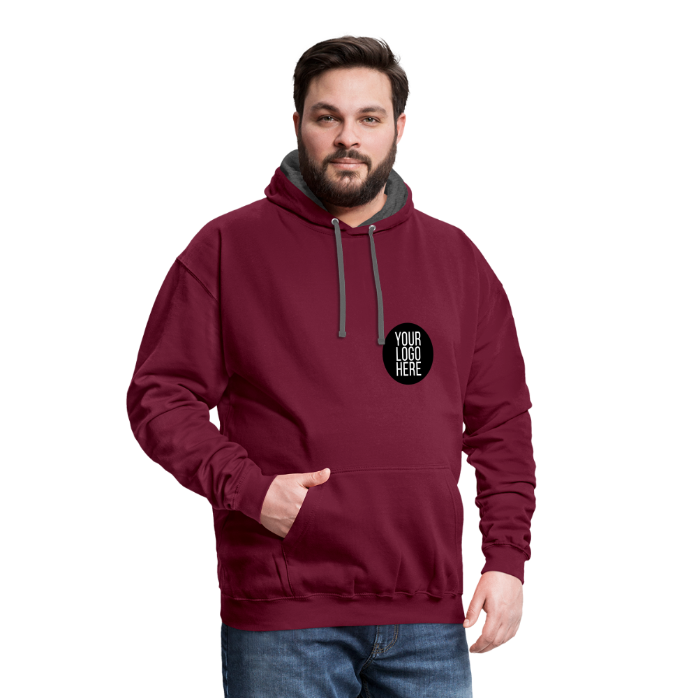 Contrast Colour Hoodie - burgundy/charcoal